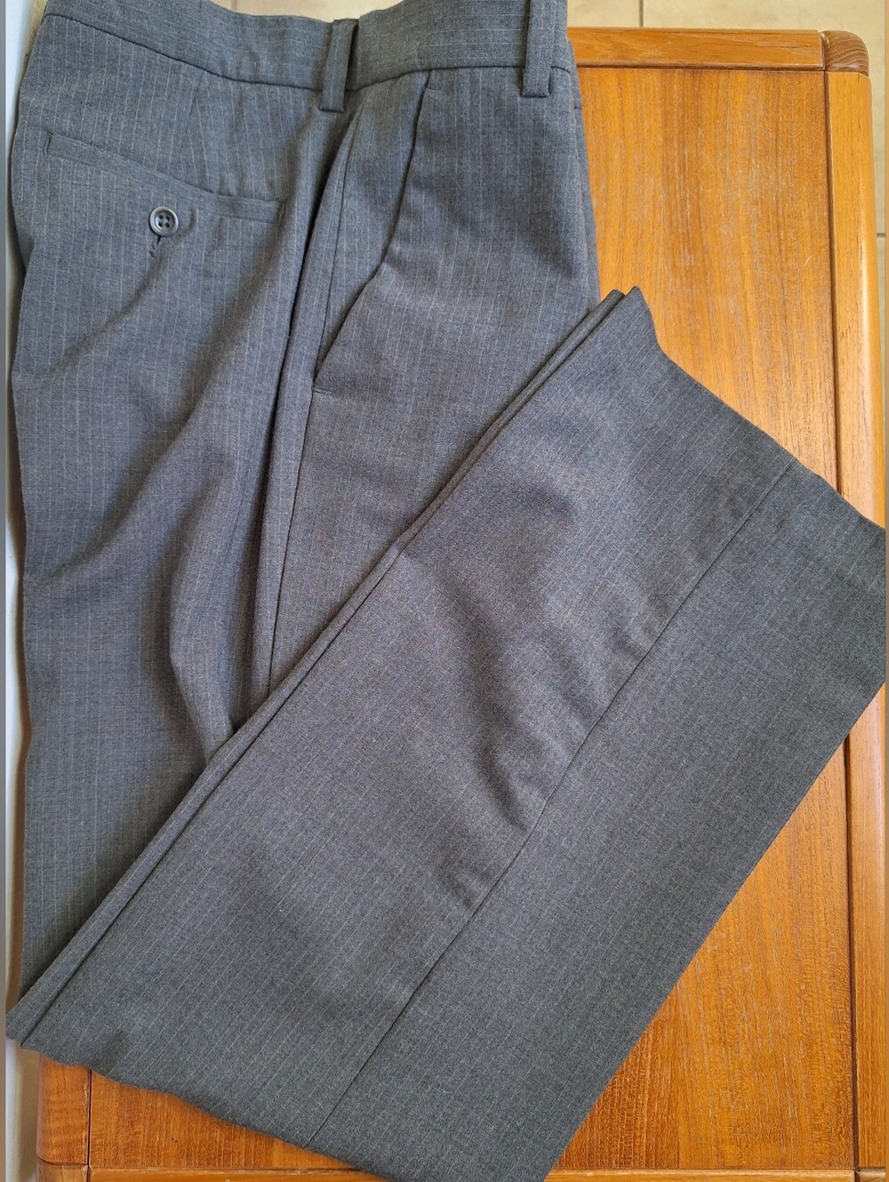 Vintage Banana Republic Stretch Wool Dress Pants Gray Pinstripe Slacks Men 30x32